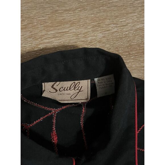 Scully Mens Black Pearl Snap Western Shirt Spider Web Graphic Size Medium - Picture 3 of 3